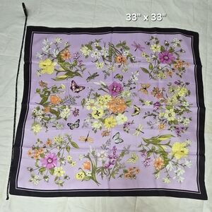 Talbots 100% Silk Botanical Floral square scarf. 33x33